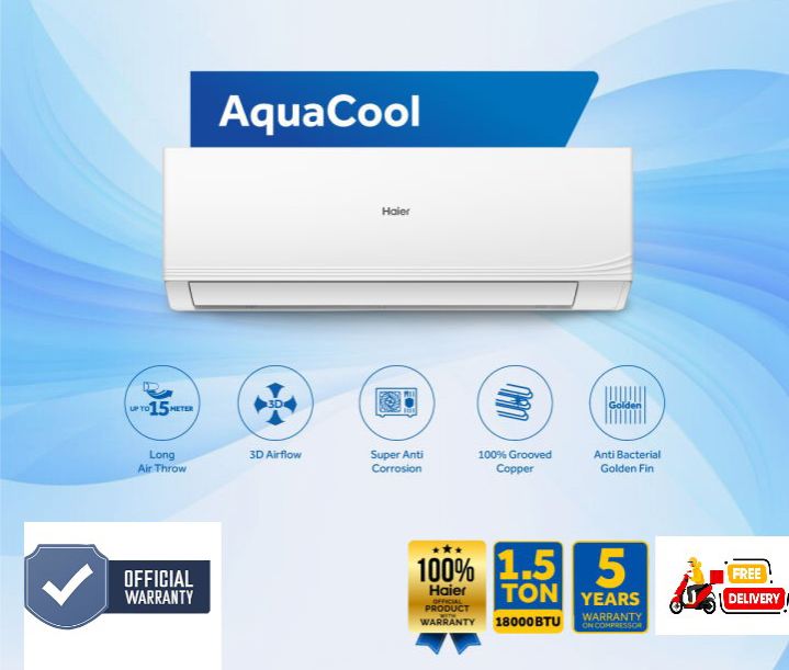 Haier 1.5 Ton AquaCool Non-Inverter AC (HSU-18AquaCool:(FIX)(3D)(QB))