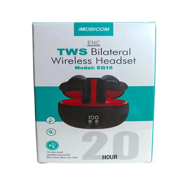 Mobicom EQ10 wireless bluetooth -TWS Earbuds with ENC Bluetooth Feature airbuds 20 hours Backup Black Headset By Adverb. 