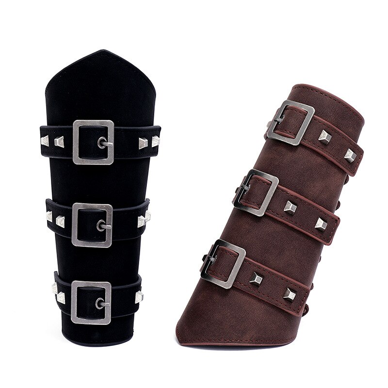 Knight Style Bracer Wide PU Leather Adjustable Cross Strings Arm Armor Arm Gauntlet Steampunk Waistband Unisex Bracer Protective. 