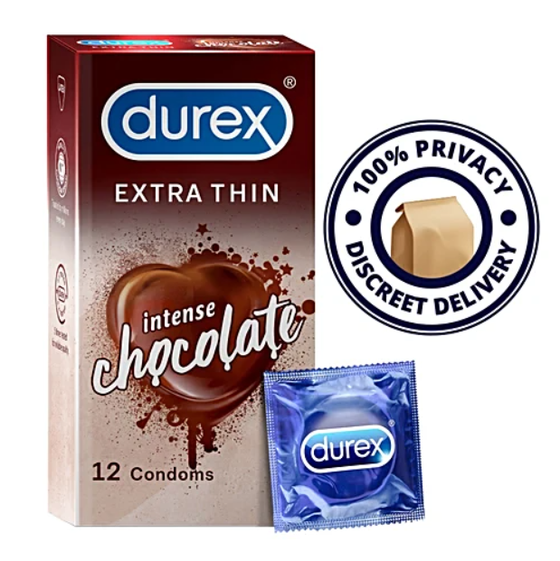 Durex Extra Thin Intense Chocolate Flavored Condom For Men | 12pcs Pack | India. 