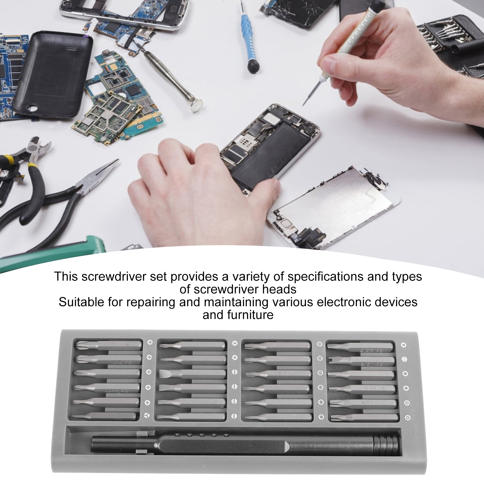 Cell Phone Repair Screwdriver Set Cell Phone Screwdriver Kit 24 in 1 for Maintaining Various Electronic Devices. 
