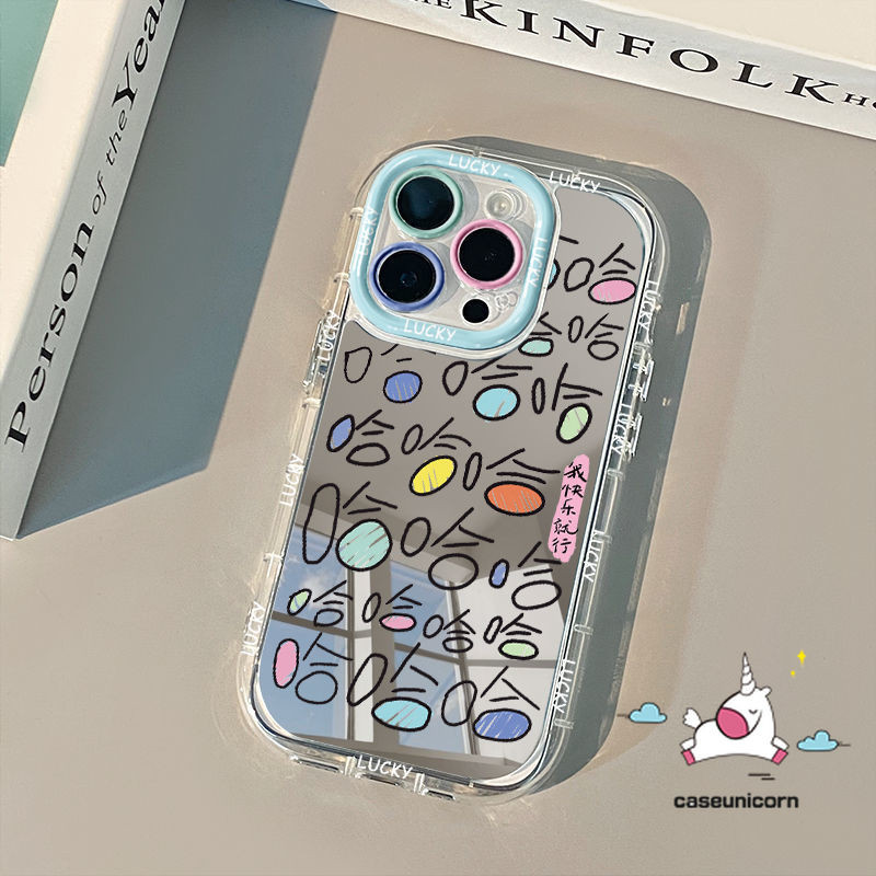 Cartoon Crayon Shin-chan Cute Doraemon Funny Text Color Graffiti Casing Compatible for IPhone 16 15 14 13 11 12 Pro Max 7Plus XR XS Max X 15 8 14 7 Plus SE Luxury Mirror Case. 