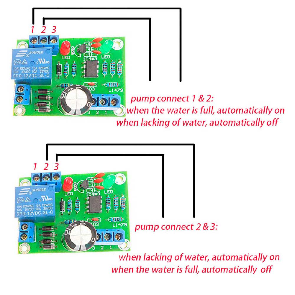 Liquid Level Controller Module Water Level Detection Sensor Controller Board 9V 12V AC DC High Current Relay Control Pump. 