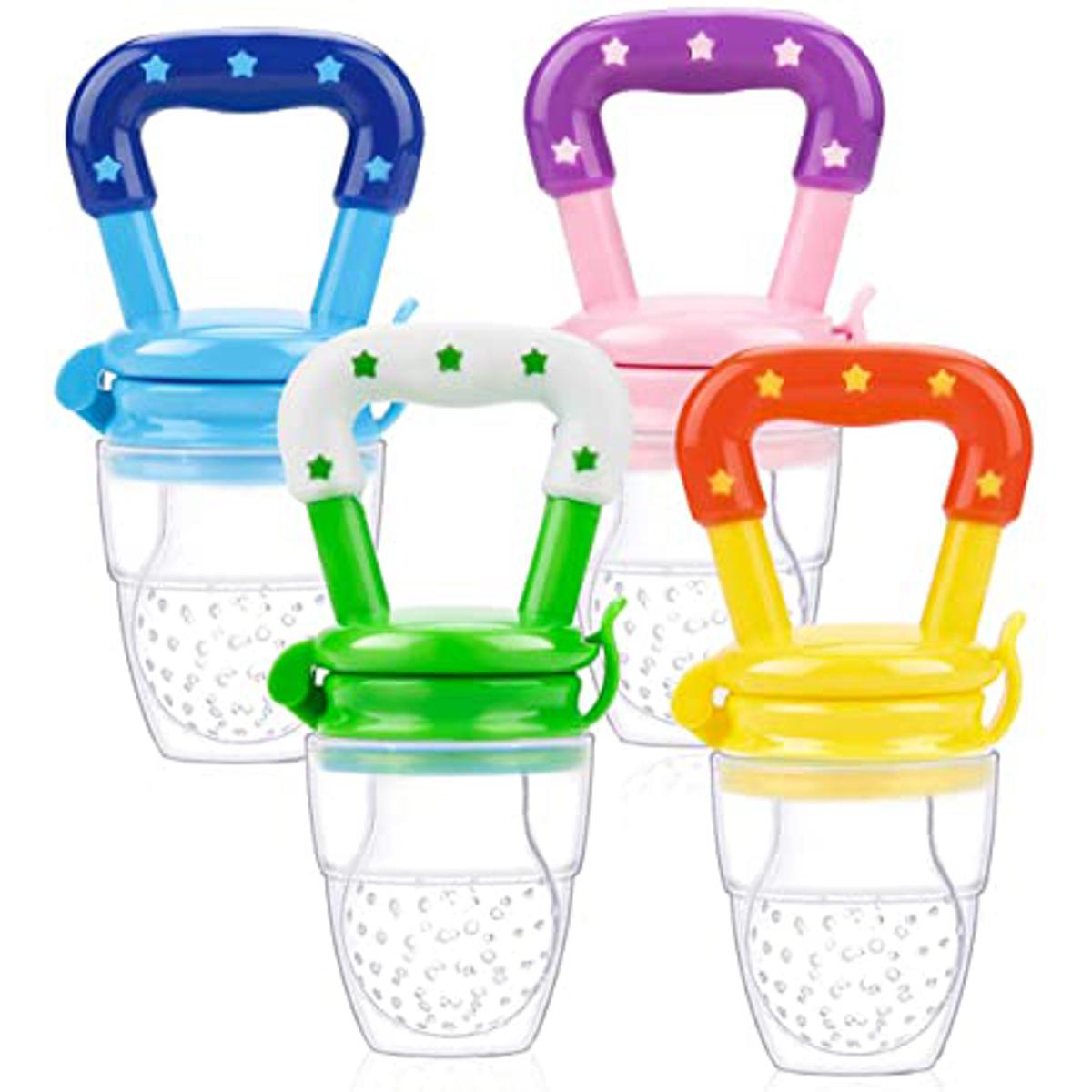 BabyGo Organic Baby's BPA-Free Silicone Nipple Food Nibbler for Fruits with Rattle Handle and Storage Box (Multicolour, 6-12 Months)