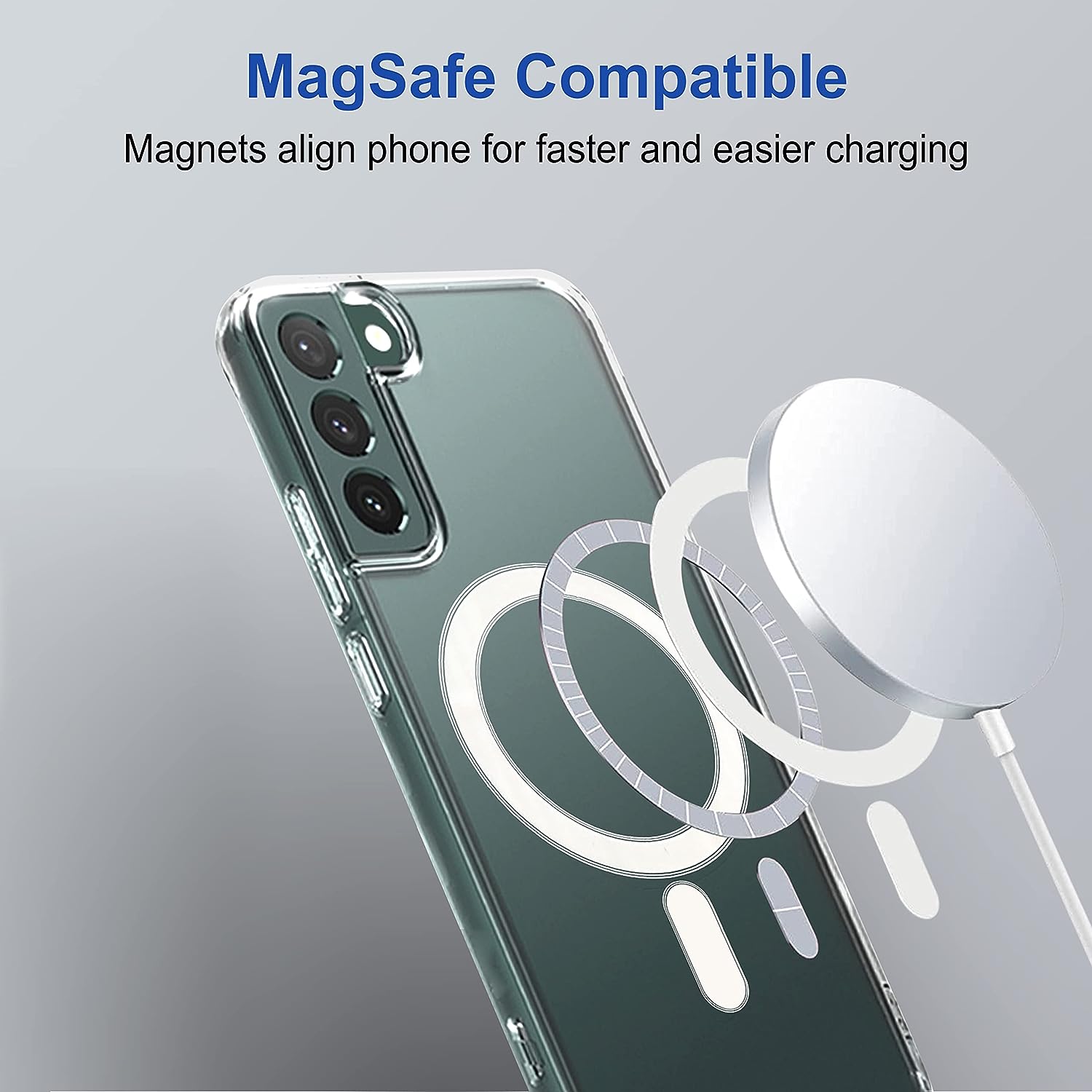 For Samsung Galaxy S21 5G MagSafe Compatible Shockproof Transparent Slim Fit Wireless Charging supported Frosted Border Phone Back Case Mobile Cover-E_Store. 