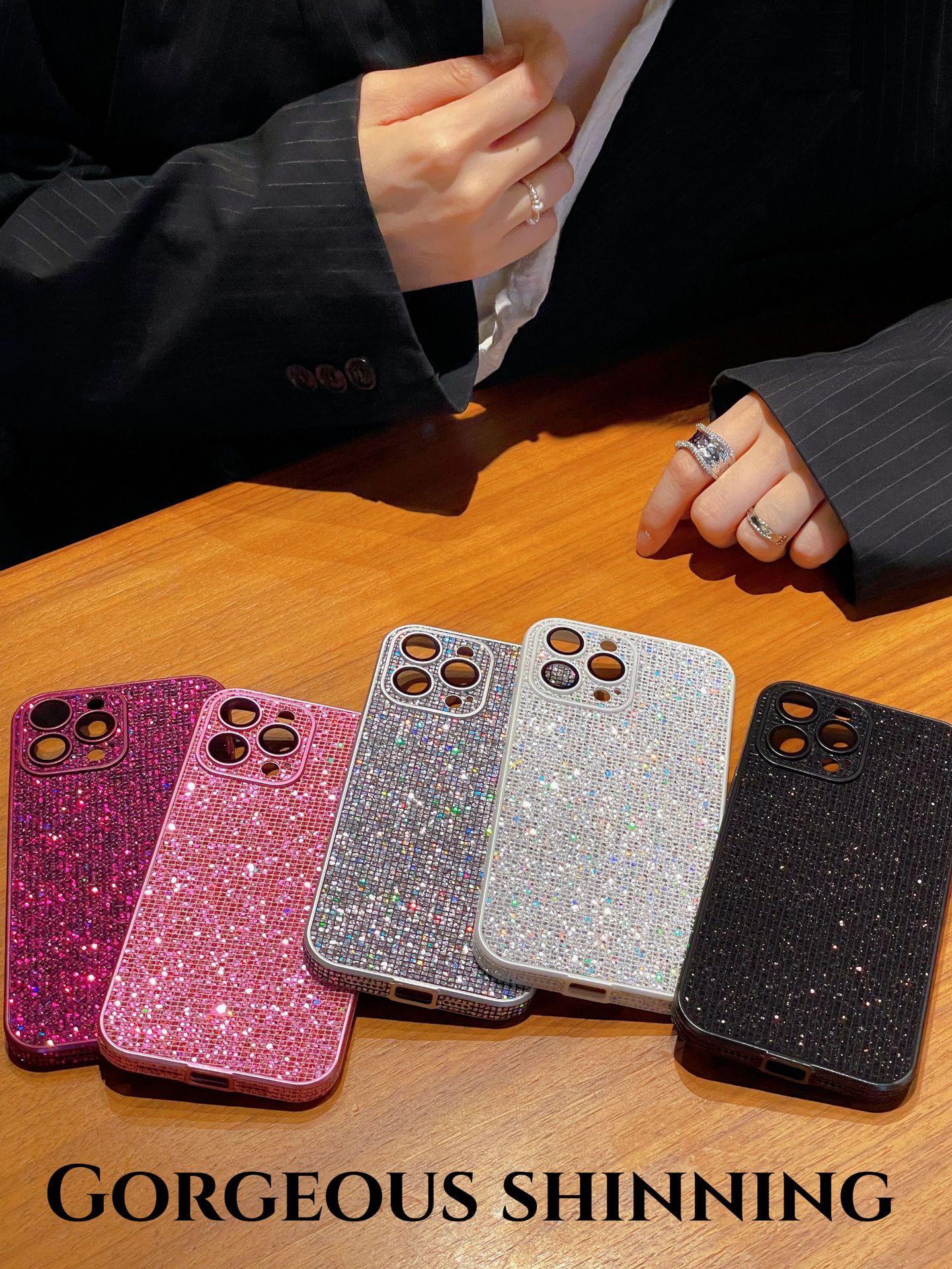 [autismaut] New Glitter iPhone15 Side Sticker Oil Injection All-Inclusive Protective Shell Applicable iPhone14 Phone Case Luxury
