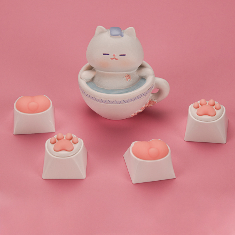 Cute Cat Paw Keycaps For Mechanical Keyboard Cherry MX Switch DIY Custom Key Cap Soft Silicone Keycup Artisan Pink Color Fengshi. 