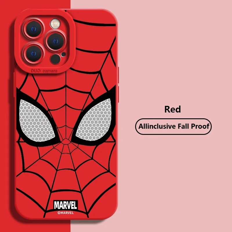 Marvel Spider Man Plain Multistep Phone Case for iPhone 15 Pro Max 14 13 12 11 Pro Max XR XS X 7 8 15 Plus SE2 Soft Cover Etui. 