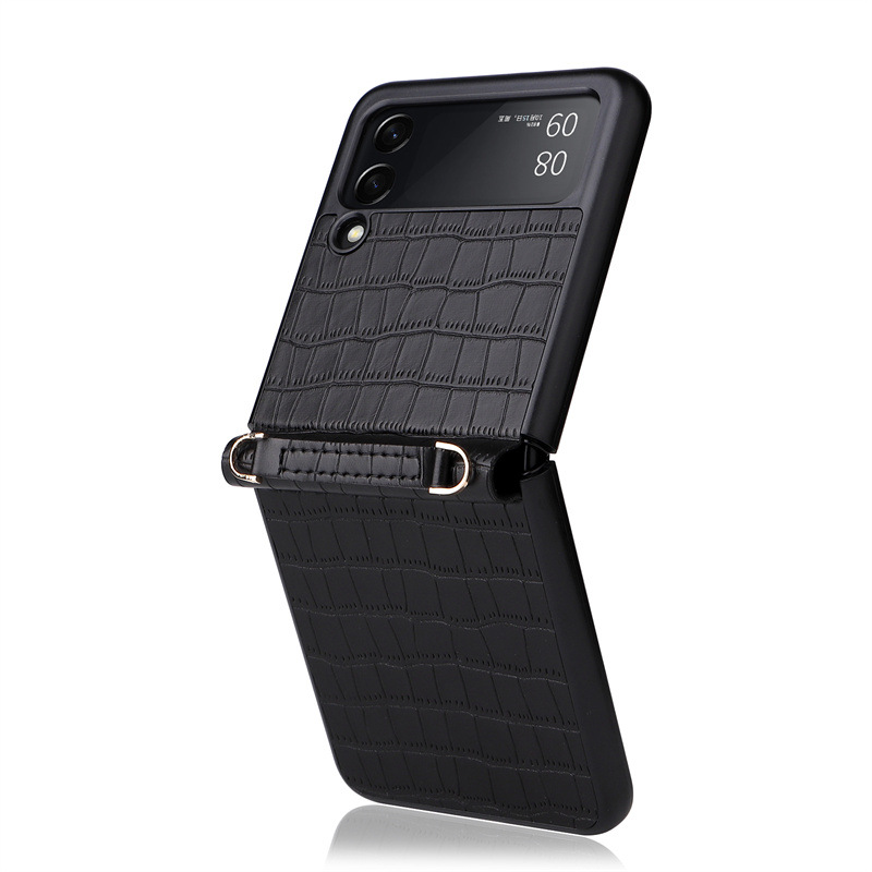【Youyi】Lanz Suitable For Samsung Z Flip3 Mobile Phone Shell Siamese Bamboo Pattern With Hand Rope Protective Hard Shell Zflip3 5G Shell Luxury Easy Mobile Phone Case Cover Back Soft Side Anti-drop Edge. 