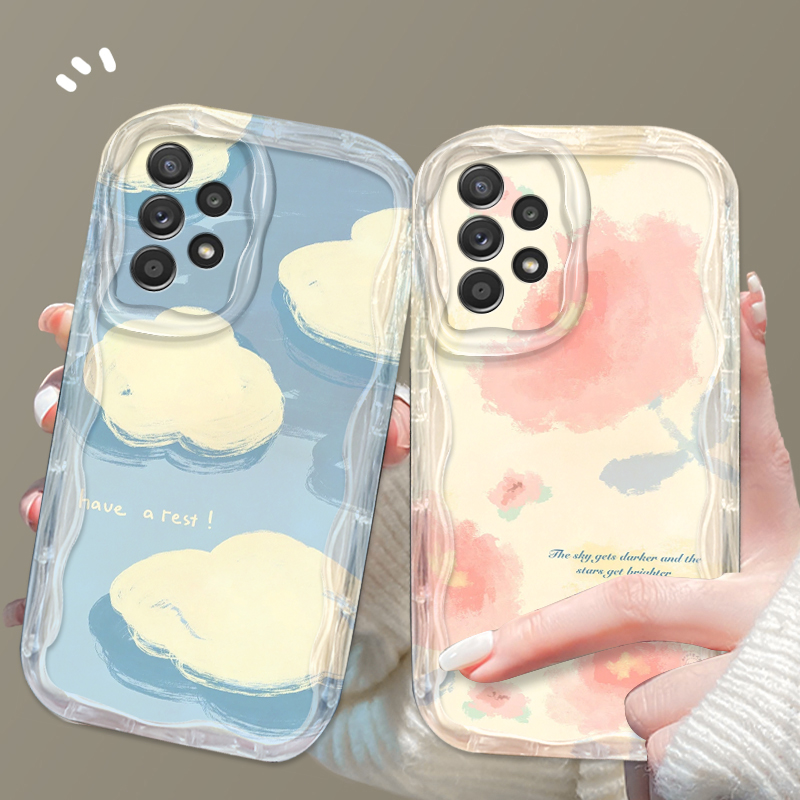 Tulip Pink Cloud Cute For Samsung S24 S23 S21 S20 Ultra Plus FE A73 A72 A71 A51 A31 A05S A05 A04 5G Wave Oil TPU Phone Case