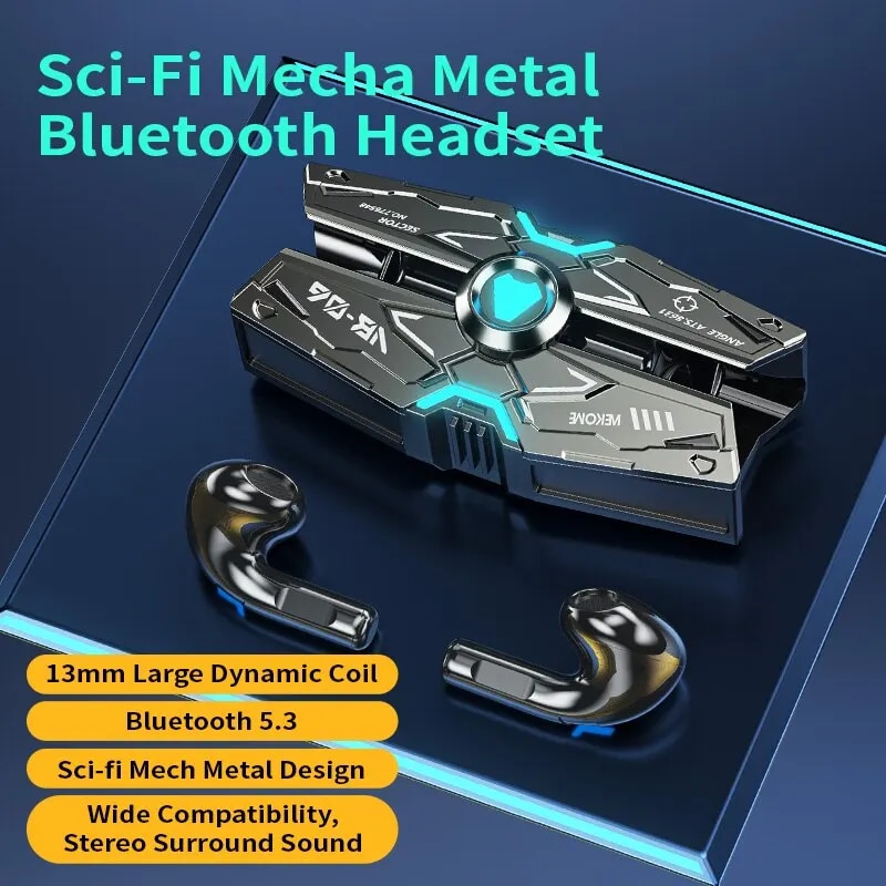 WEKOME TWS Wireless Bluetooth 5.3 Earbuds Cyberpunk Style HiFi Music Earphones Low Latency Touch Control Stereo Gaming Earbuds