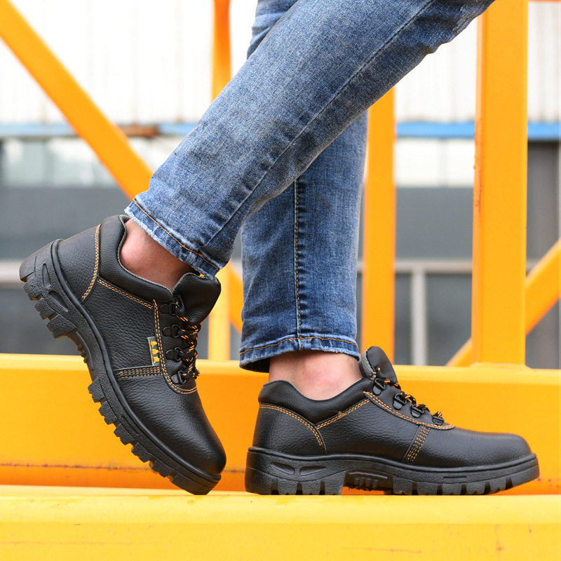 Spot supply: labor protection shoes with tongue, men's breathable tongue work shoes, old protection shoes, anti-smashing, anti-puncture wholesale. 