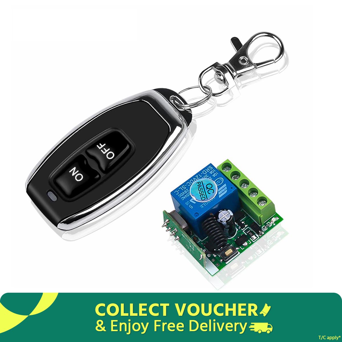 Kebidu 2 Channel Wireless RF 433mhz Cloning Remote Control Switch with DC 12V 10A Relay 1 CH Receiver Module