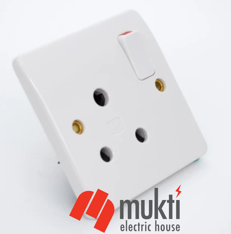 MK Made in Malaysia LOGIC PLUS 15A 3 Pin Round AC Socket with Switch A/C Three 3Pin. 