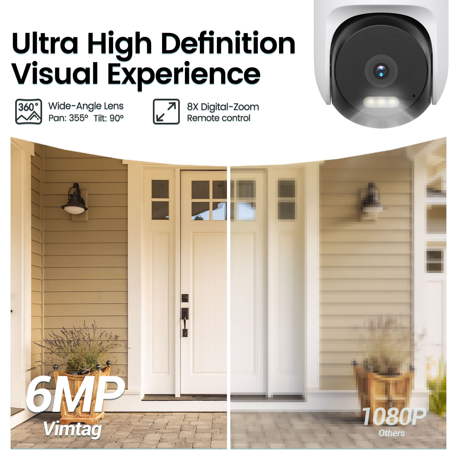 VIMTAG 3.5K Security Camera Outdoor CCTV WIFI Camera 360° PTZ Auto Track HD Color Night Vision 2-Way Talk IP Surveillance Camera. 