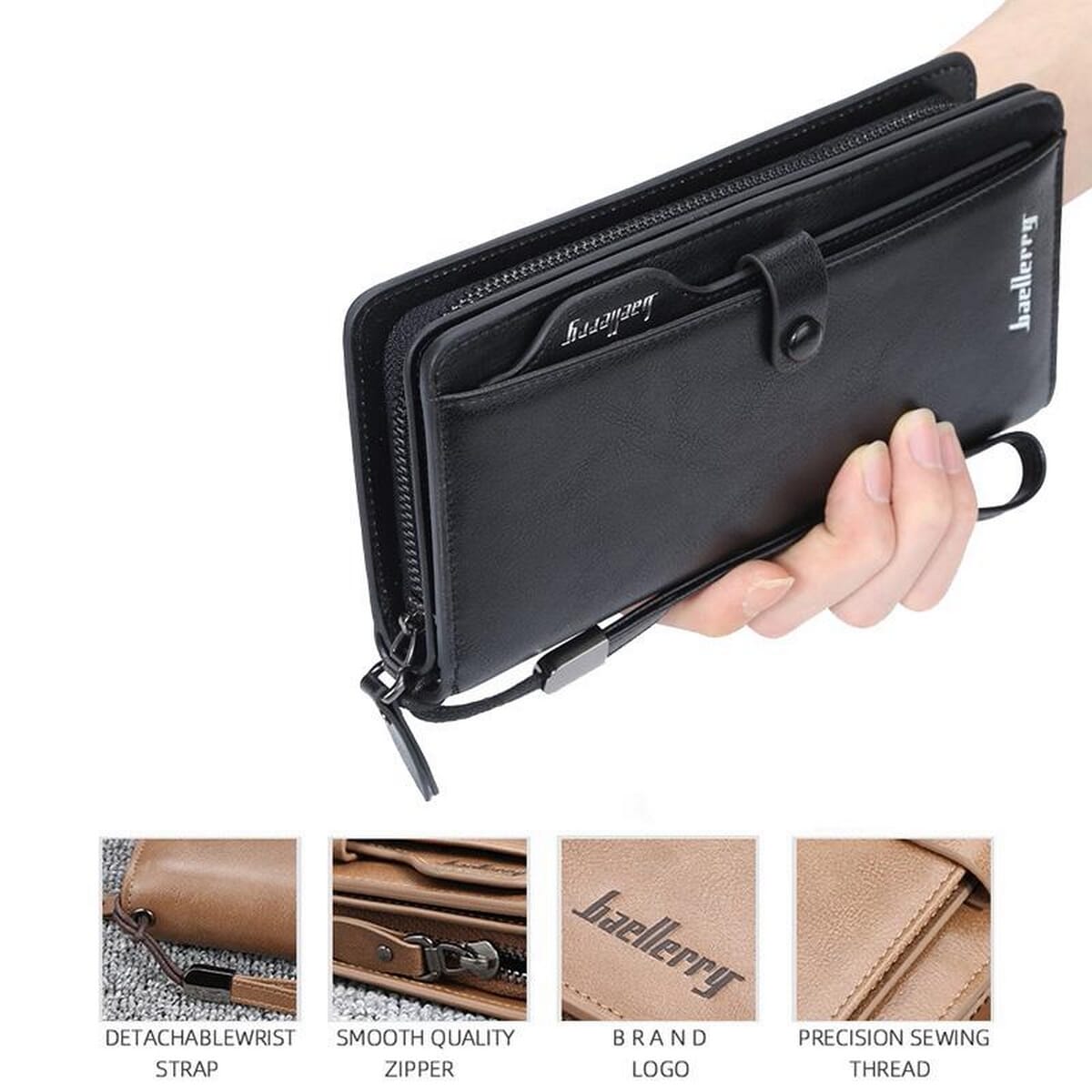 【beauty code store】(New)[2024] baellerry luxury brand wallets time wallet men leather zipper men Business wallet man purse men bag