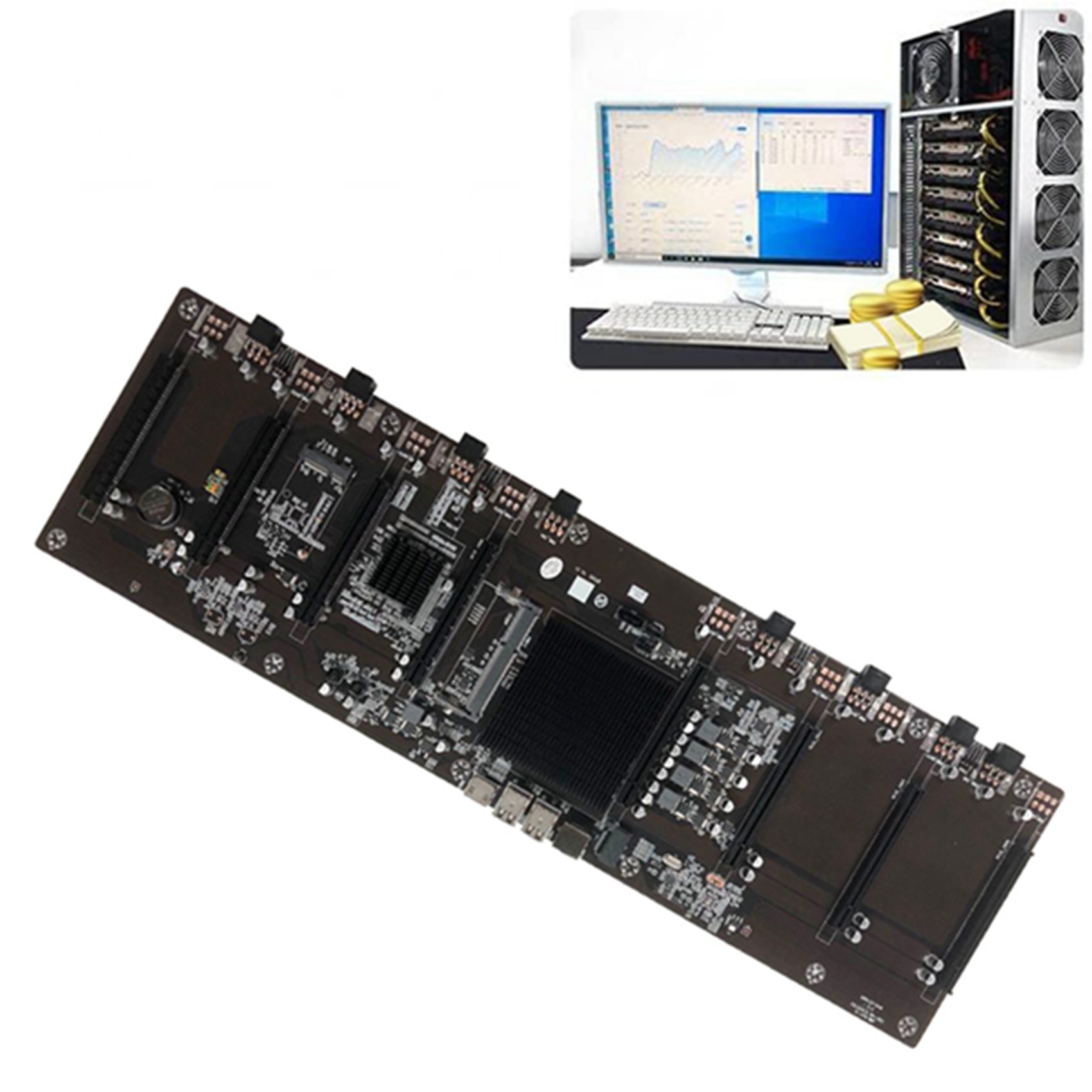 2X HM65 BTC Mining Motherboard 8XPCIE 16X Graphics Card Slot DDR3 Memory Slot Support RX GTX10 GTX20 GTX30 Series. 