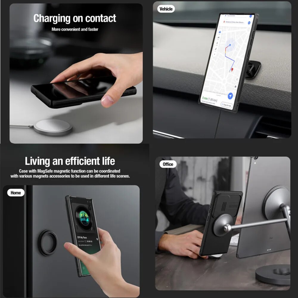 Magsafe Case For Samsung Galaxy S24 Ultra Nillkin CamShield Pro Magnetic Case For Samsung S24 Slide Camera Case For Galaxy S24+. 