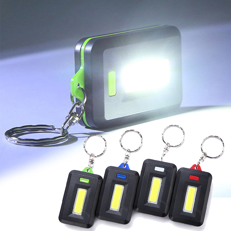 Hojo Mini LED Flashlight Keychain 3 Modes Emergency Portable Pocket COB Torch Lamp for Outdoor Camping Hiking Backpack Light Multicolor/chabir ring