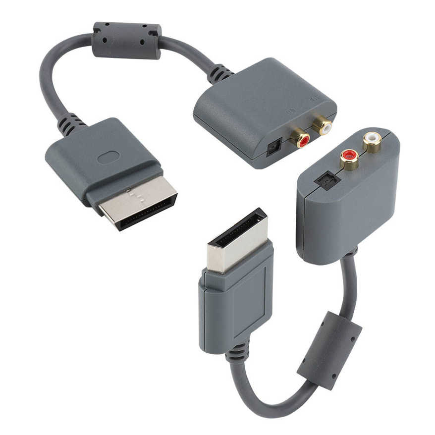 RCA Optical Audio Adapter Conversion HDMI AV Cable For Microsoft Xbox 360 Gray. 