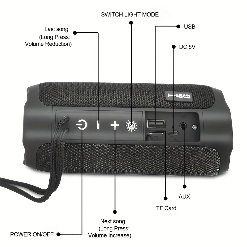 TG227 Waterpro With Lamp Outdoor Portable Upright Wireless Compatible Speaker Music Player Support USB/ TF/ FM Radio Music Party. 