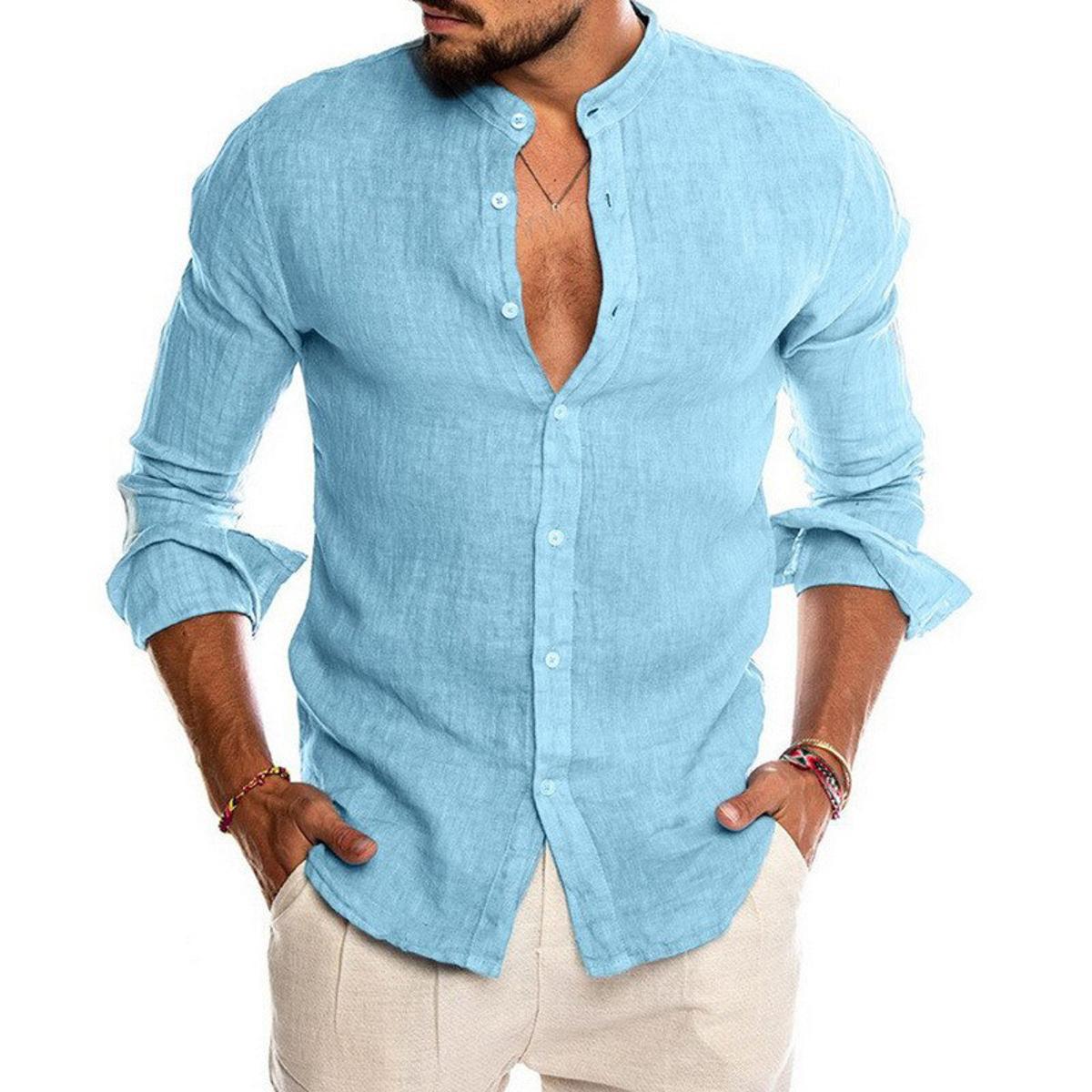 Dihope Men Shirts 2021 Spring Fashion Men's Long Sleeve V-neck Casual Beach Shirt Men's Clothing Large Size Chemise Homme