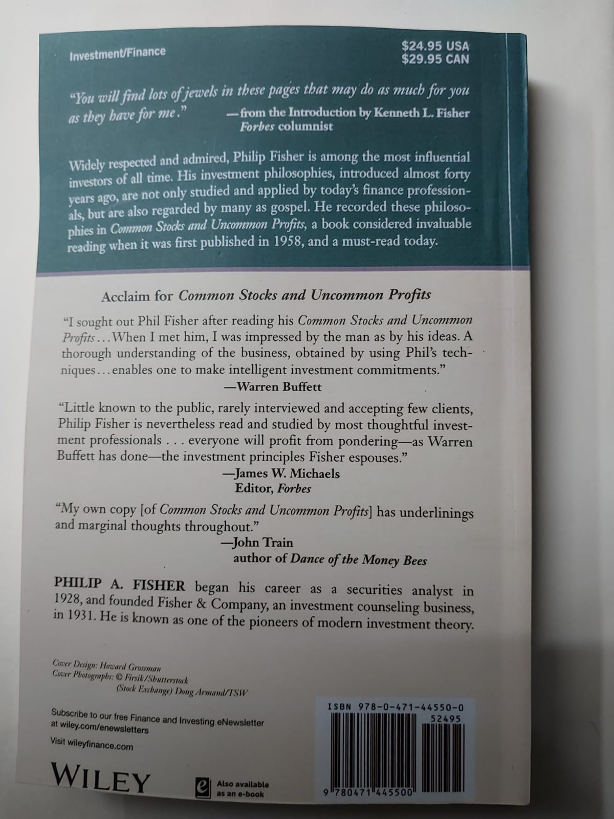 Common Stocks and Uncommon Profits  by Philip A. Fisher - Premium -Paperback. 