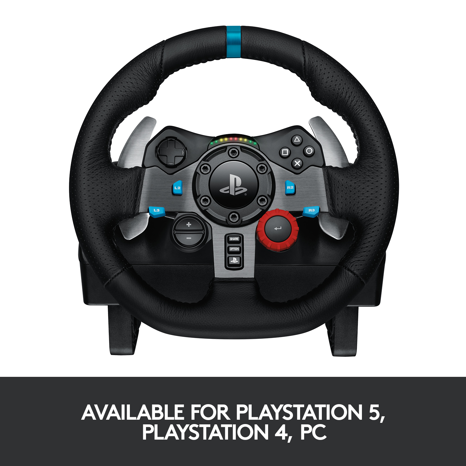 Logitech G29 Driving Force Racing Wheel and Floor Pedals, Real Force Feedback, Stainless Steel Paddle Shifters, Leather Steering Wheel Cover for PS5, PS4, PC, Mac. 