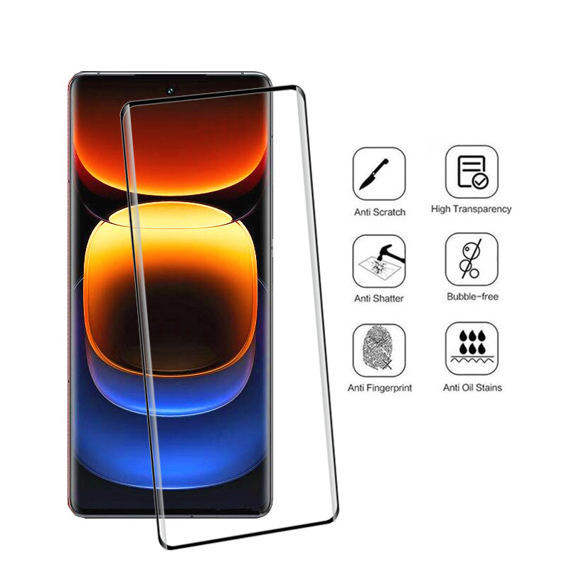Volume 2 sets of O 12 P for IQOo Screen Protector 12 Pr9D Curved Glass for VIVO IQOO IQOO Anti-Scratch Front Film, ro Soft Camera Glue. 