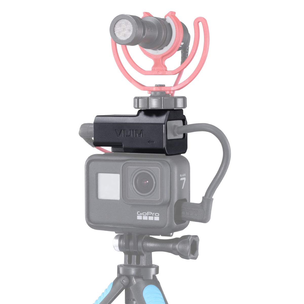 VIJIM GP-3 Microphone Mount for GoPro Hero 7, 6, 5 and Housing for Mic Adapter, Works GoPro Case with Universal Cold Shoe Adapter
