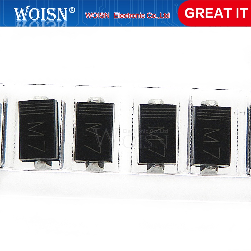 100pcs/lot 1N4007 IN4007 SMD 1A 1000V M7 SMA Rectifier Diode In Stock. 
