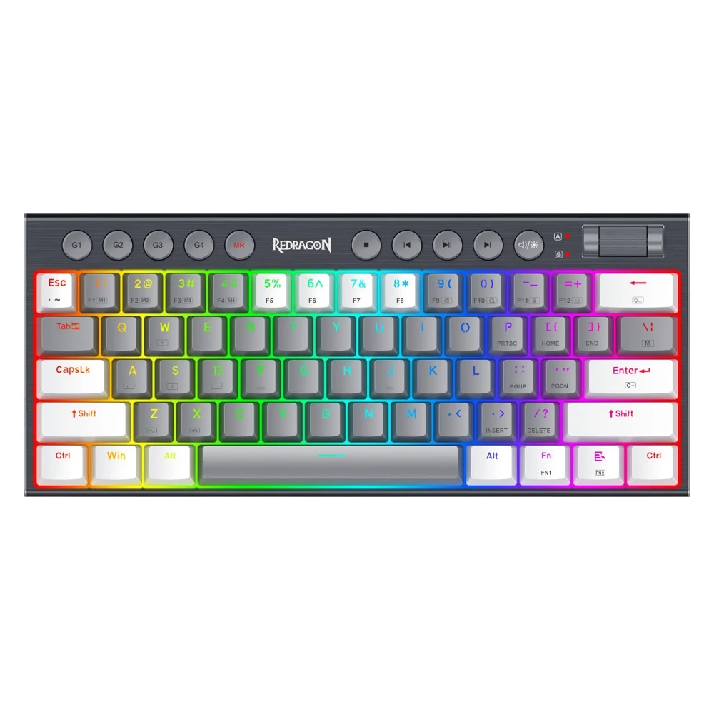 REDRAGON Soraka K647 RGB USB Mini Slim Ultra-Thin Designed Wired Mechanical Gaming Keyboard Red Switch 61 Keys for Compute PC. 