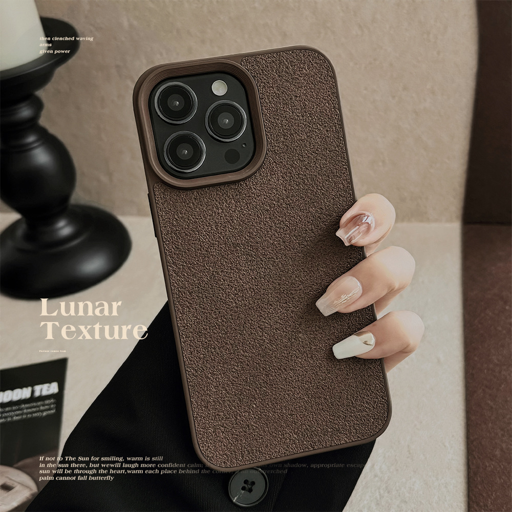 Dark brown moon fluted apple phone case 14promax premium sense 11 suitable for iphone 13 leather pattern 15 vintage