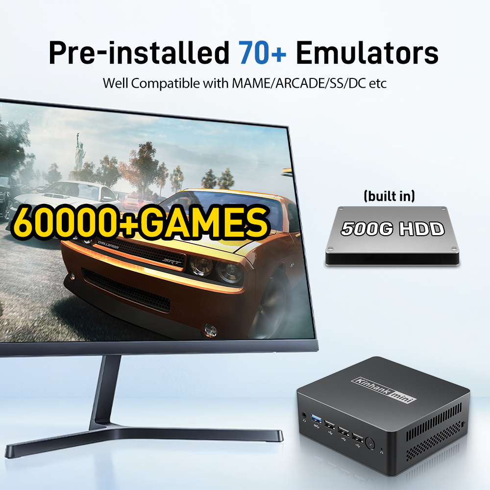 KINHANK Super Console MP100 8GB DDR5 Windows11 Video Game Console 60000+ games 70+Emulators, for SS/WII/GC/MAME/PS3/PS2/Arcade. 