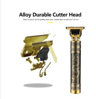 T9 Vintage USB 6500 charging cable with Rechargeable Hair Trimmer metal body Electric Hair Clipper Hair Cut Machine For Men. 