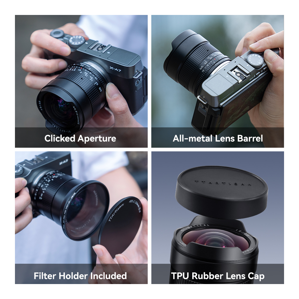 TTArtisan 10mm F2 Large Aperture Ultra-wide APS-C Frame Camera Lens for Sony E Fuji XF Nikon Z Canon RF M4/3 Mount. 