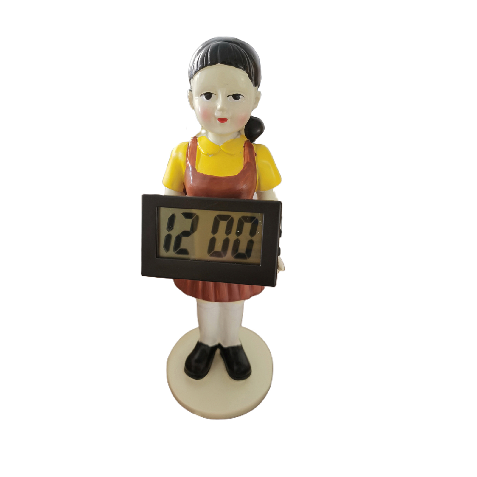 Squid Game Clock Vivid Pattern Clear Screen Lightweight Alarm Clock Wake You Up Red Light Doll for Home Use. 