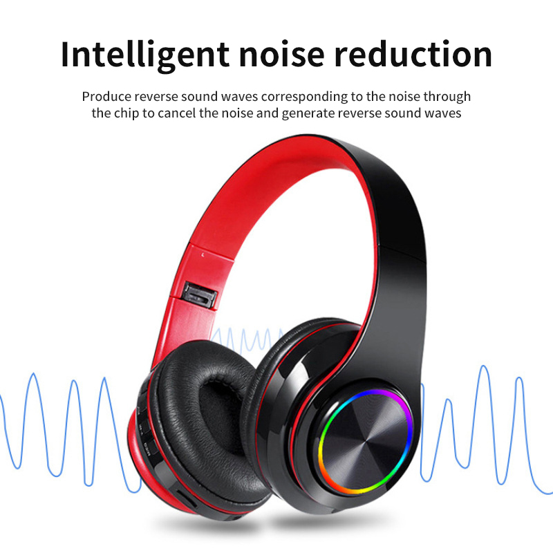 B39 Headphone With Wireless Bluetooth Colorful Light Pluggable Card Game Music Movement Bluetooth Headset. 
