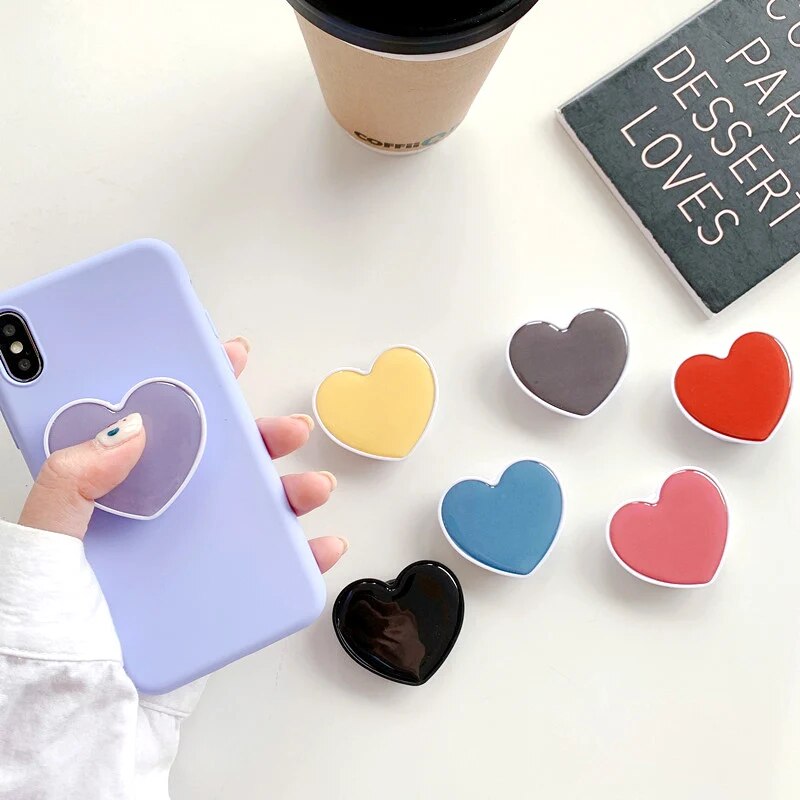 Universal Heart Shaped Phone Socket Holder Finger Grip Bracket Support Telephone for IPhone 13 8 Samsung Pocket Socket Stand. 