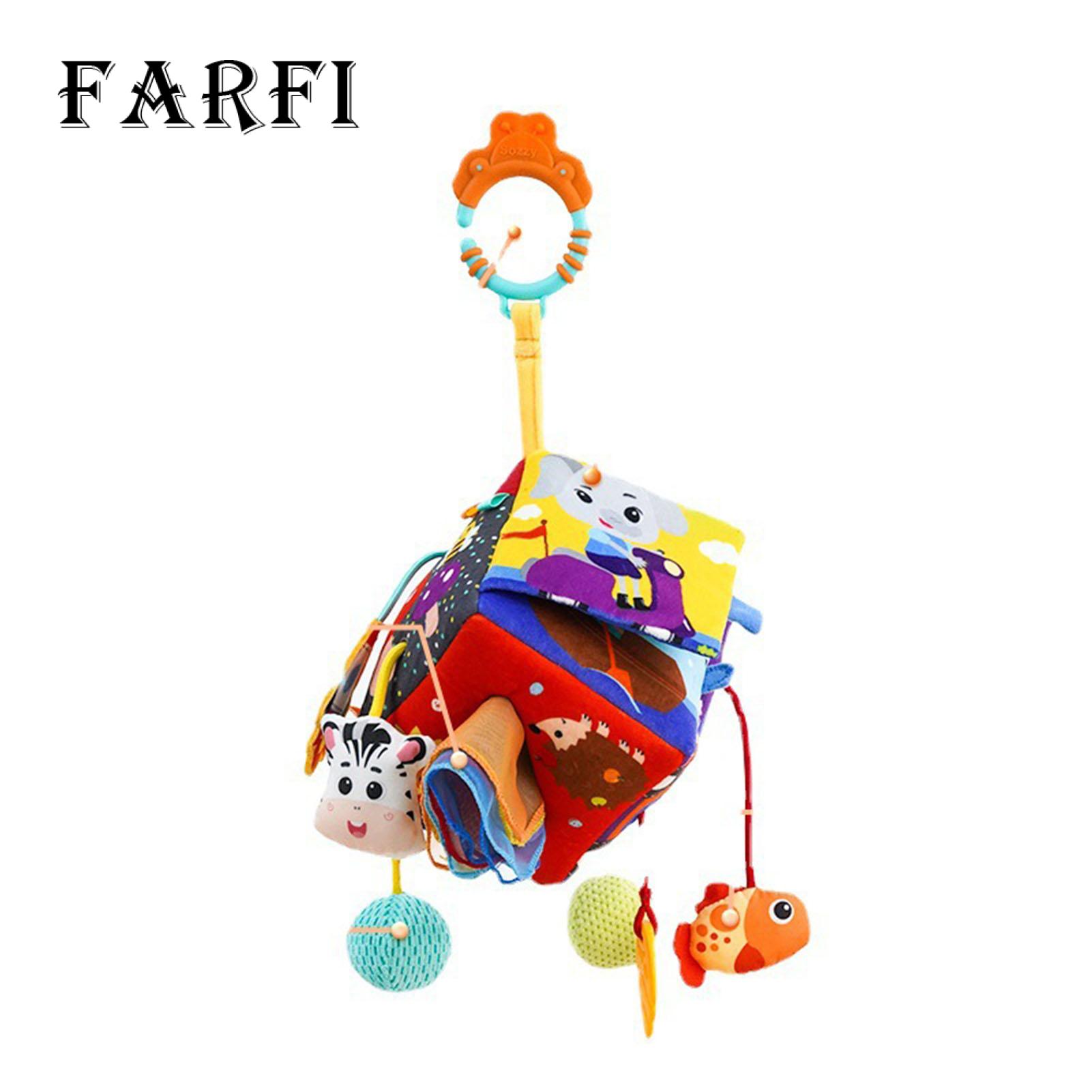 Pulling Fun Baby Toy 7-in-1 Baby Sensory Toys Newborn Tissue Box Toy Infant Pull String Travel Toys Toddler Stroller Crib Hanging Toy Babies Educational Toys for 6-12 Months Boys Girls Baby Shower. 