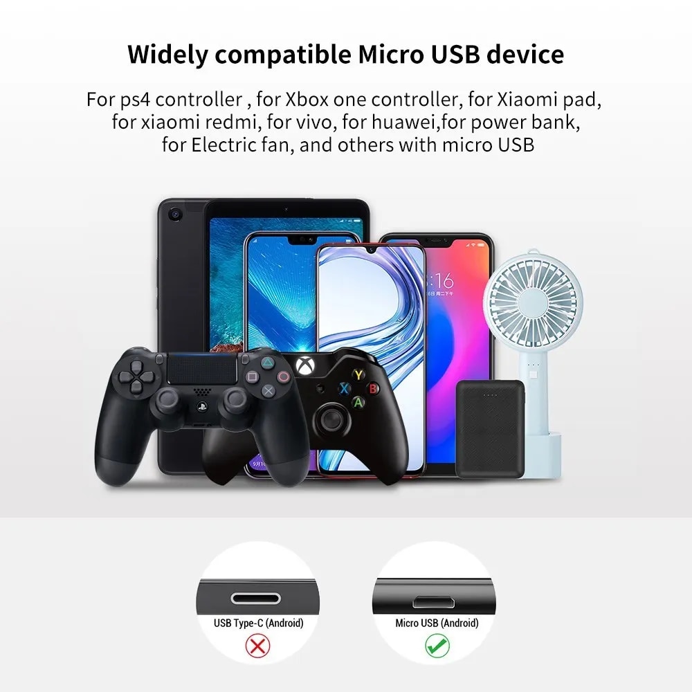 Micro USB Cable 2A 1M/2M/3M Fast Charging For Android Phone Data Cable For Xbox One/PS4 Controller Accessories Power Cable. 