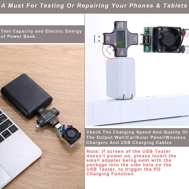 2 in 1 Type C USB Tester Color Screen LCD Digital Multimeter, USB C Voltage Current Voltmeter Ampere Voltmeter Detector. 