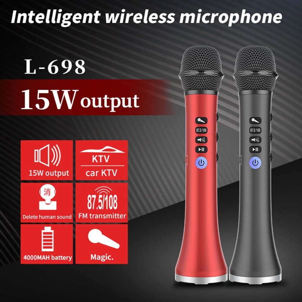 L-698 Professional Karaoke Microphone Wireless Speaker Portable Bluetooth Microphone for Phone Handheld Mic with USB charging. 