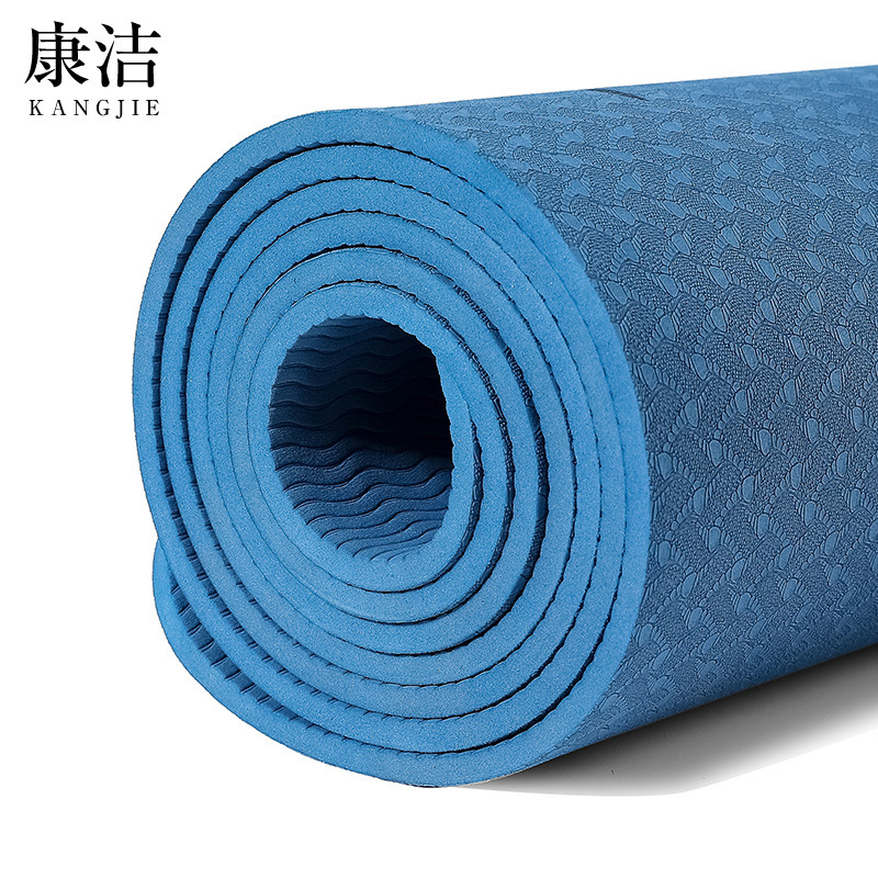 Asana line single and double color tpe yoga mat elastic fitness exercise mat beginner anti slip yoga mat can uv print. 