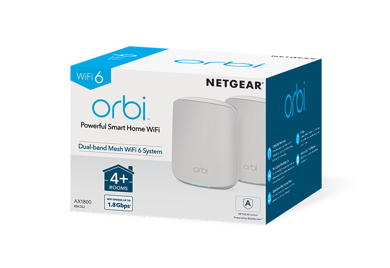 Netgear RBK352 Whole Home AX1800 Mbps Dual Band Mesh WiFi 6 System. 