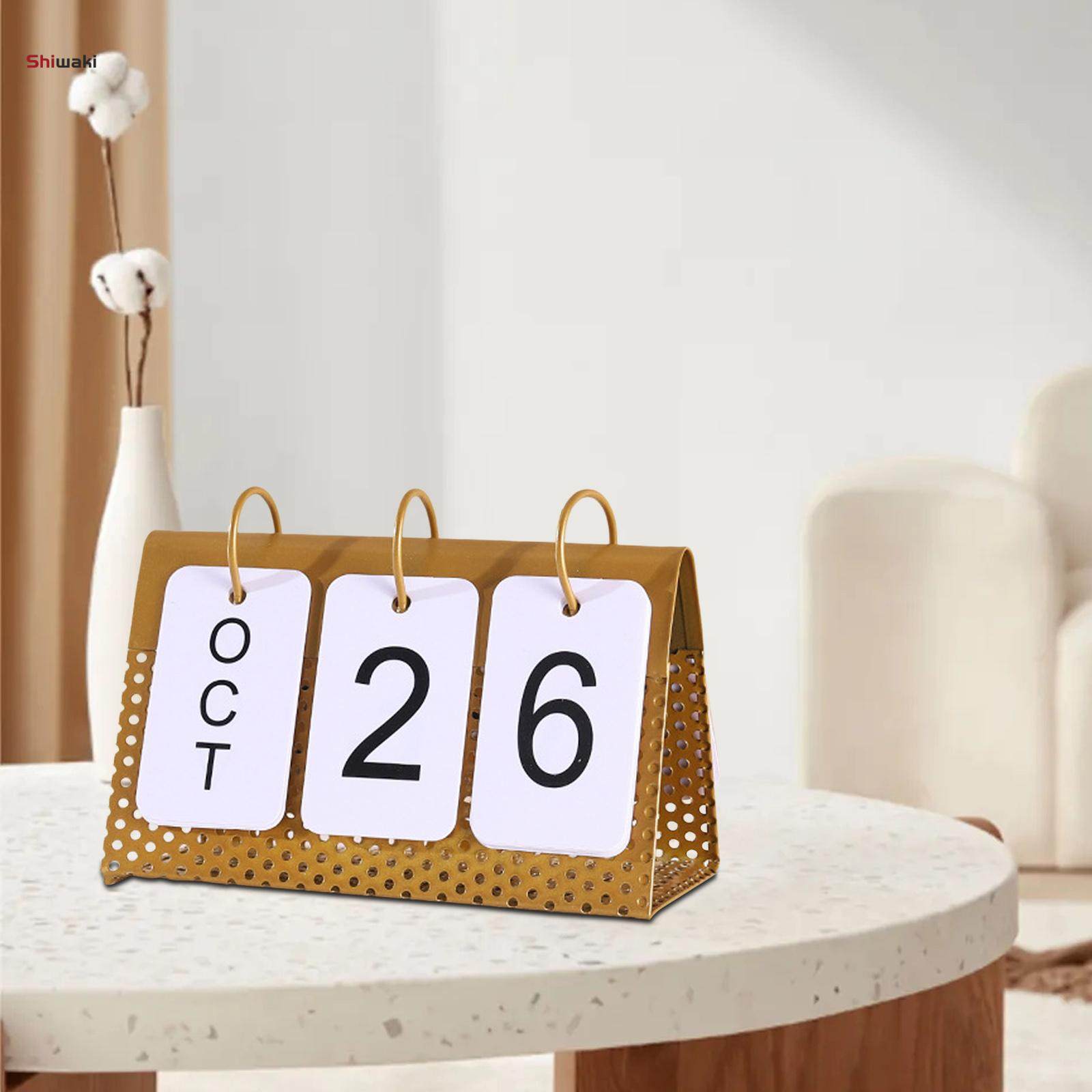 Creative Desktop Calendar Standing Iron Frame Tabletop Office Home Page Turning Decorative Simple. 
