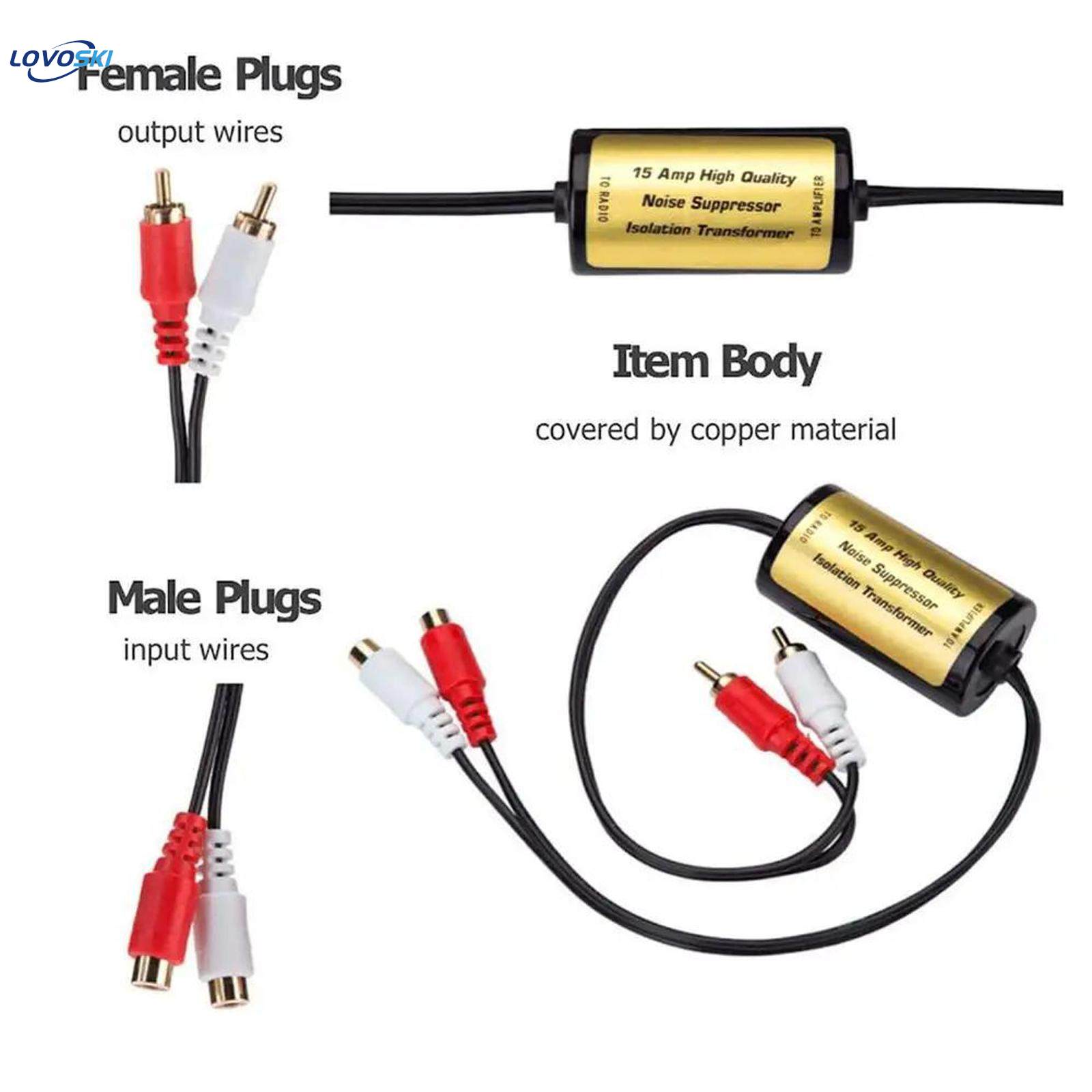 Generic RCA Audio Noise Ground Loop Isolator Replaces Professional Noise for Radio