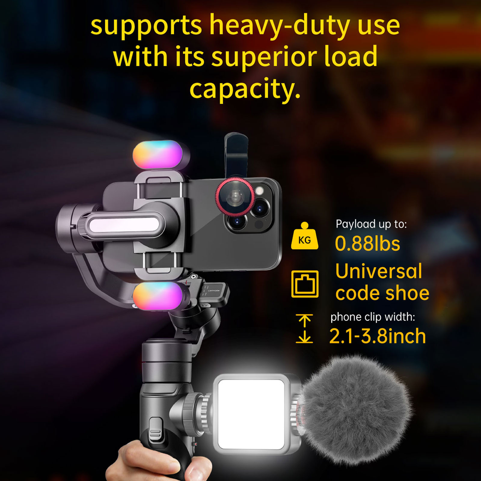 AOCHUAN SMART S2 Gimbal Stabilizer for Smartphone Professional Industry-Standard 3-Axis Phone Gimbal with Extendable Rod. 