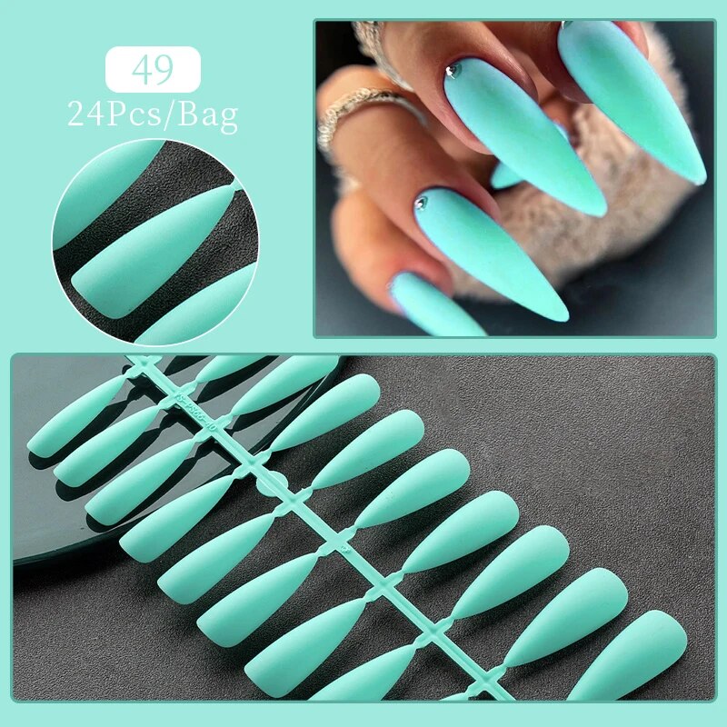 1Bag Matte False Nails Without Glue Press On Nail Tips Frosted Full Cover Artificial Fingernails Ballet Detachable Nail Art. 