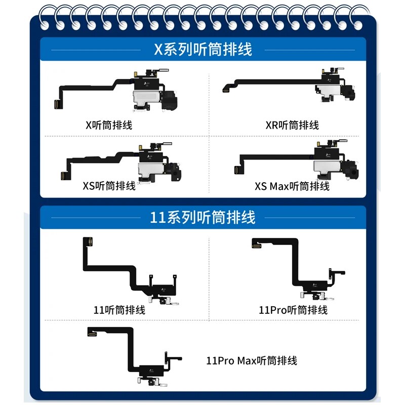 JC JCID Earpiece Receiver FPC Flex Cable For iPhone 14 13 12 11 X XR XSM Pro MAX Earpiece Speaker Sensor Flex True Tone Repair. 